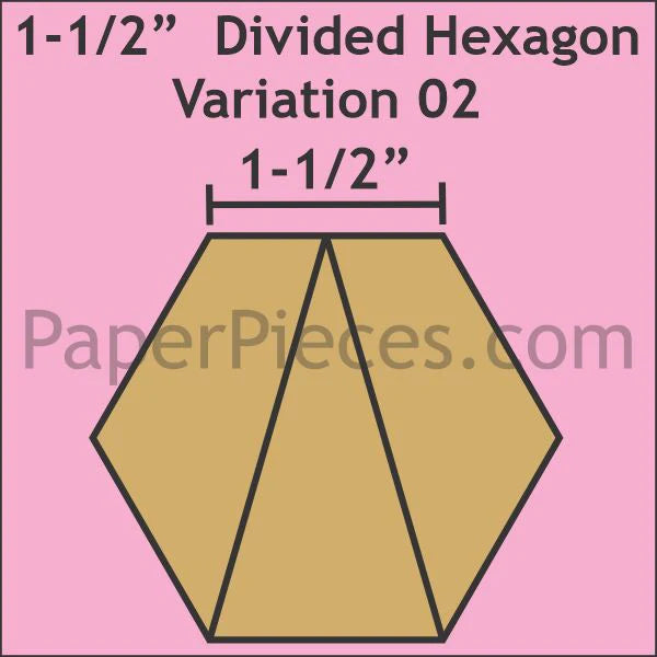 1 1/2" Divided Hexagon Variation 02 - Small Pack 25 Hexagons