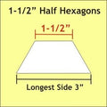 1 1/2" Half Hexagons - Small Pack 50 Pieces