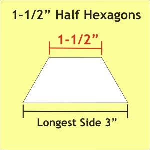 1 1/2" Half Hexagons - Small Pack 50 Pieces