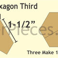 Acrylic Template - 1 1/2" Hexagon Thirds - 1/4" Windowed