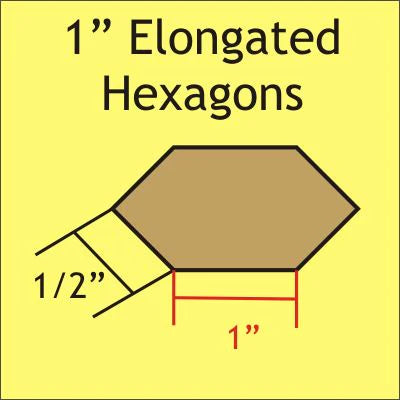 Acrylic Template - 1" Elongated Hexagon - 1/4" Windowed