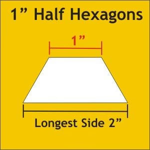 Acrylic Template - 1" Half Hexagons - 1/4" Windowed