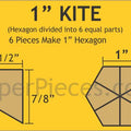 Acrylic Template - 1" Hexagon Kites - 1/4" Windowed