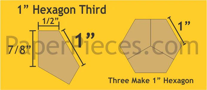 Acrylic Template - 1" Hexagon Thirds - 1/4" Windowed