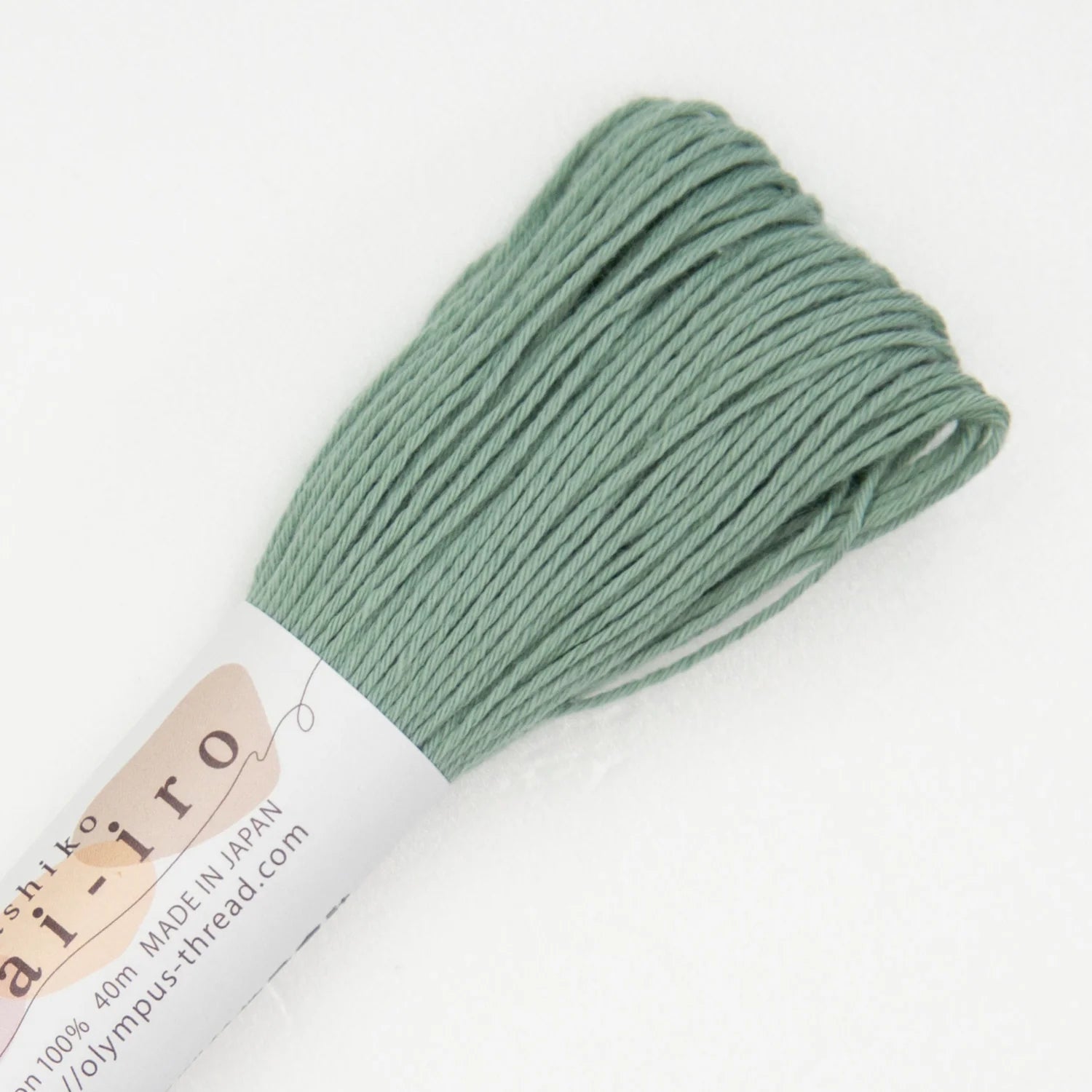 Sashiko Thread A-8-Green Tea - Sashiko Awai Iro - 40m