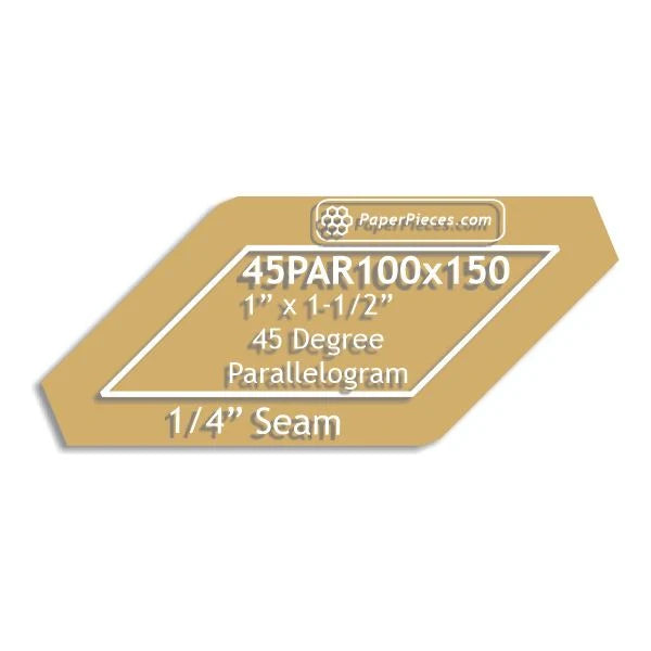 Acrylic Template - 1 1/2" 45 Degree Parellelogram - 1/4" Windowed