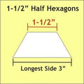 Acrylic Template - 1 1/2" Half Hexagons - 1/4" Windowed