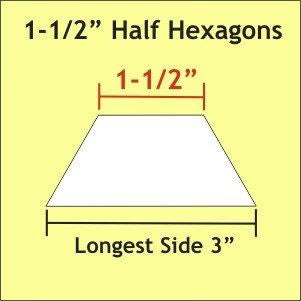 Acrylic Template - 1 1/2" Half Hexagons - 1/4" Windowed