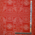 Vibrant Orange Cotton Silk with White Geometric Pattern Embroidery