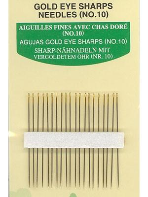Gold Eye Needles, Sharps, 20 of no.10