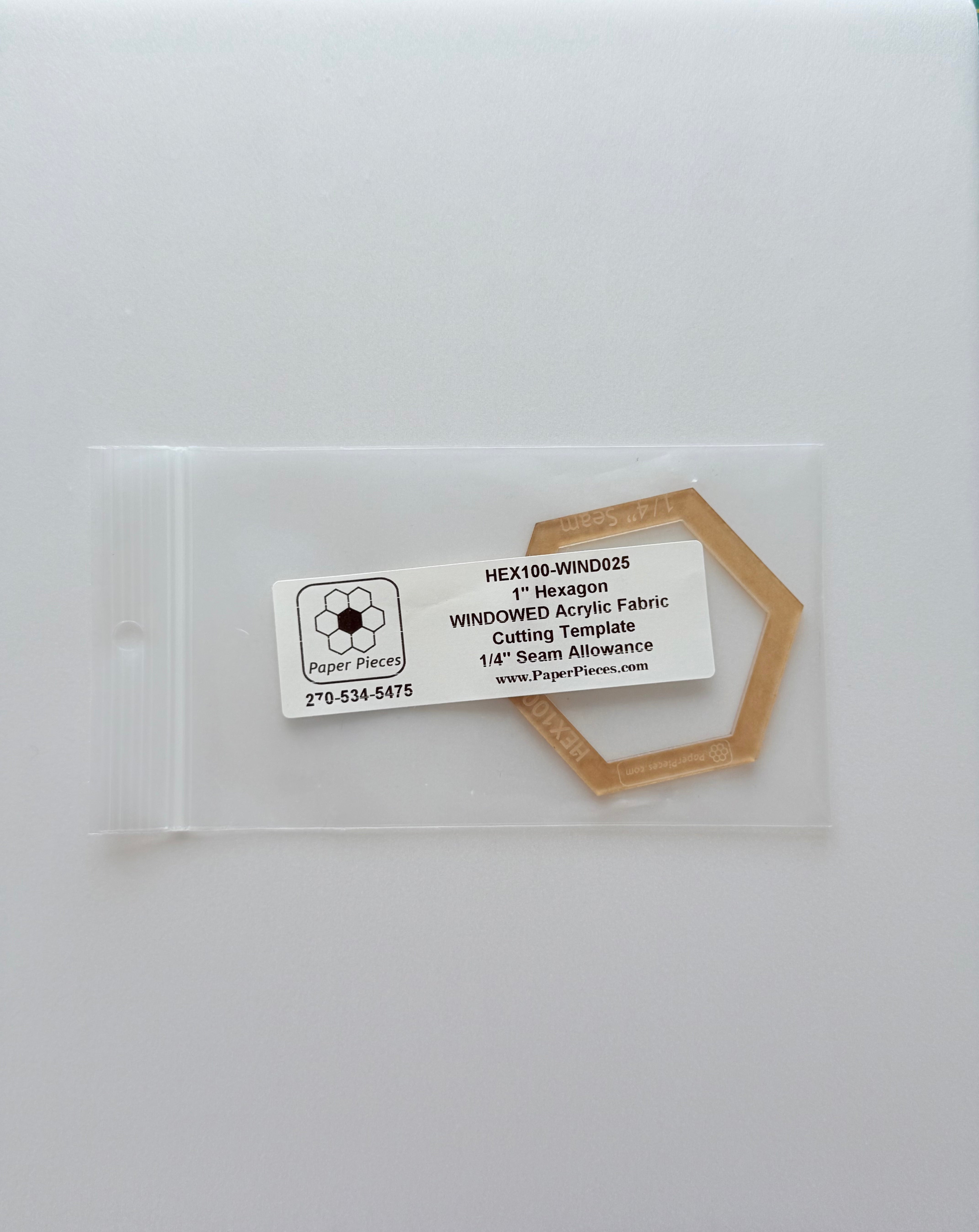 Acrylic Template - 1" Hexagons - 1/4" Windowed