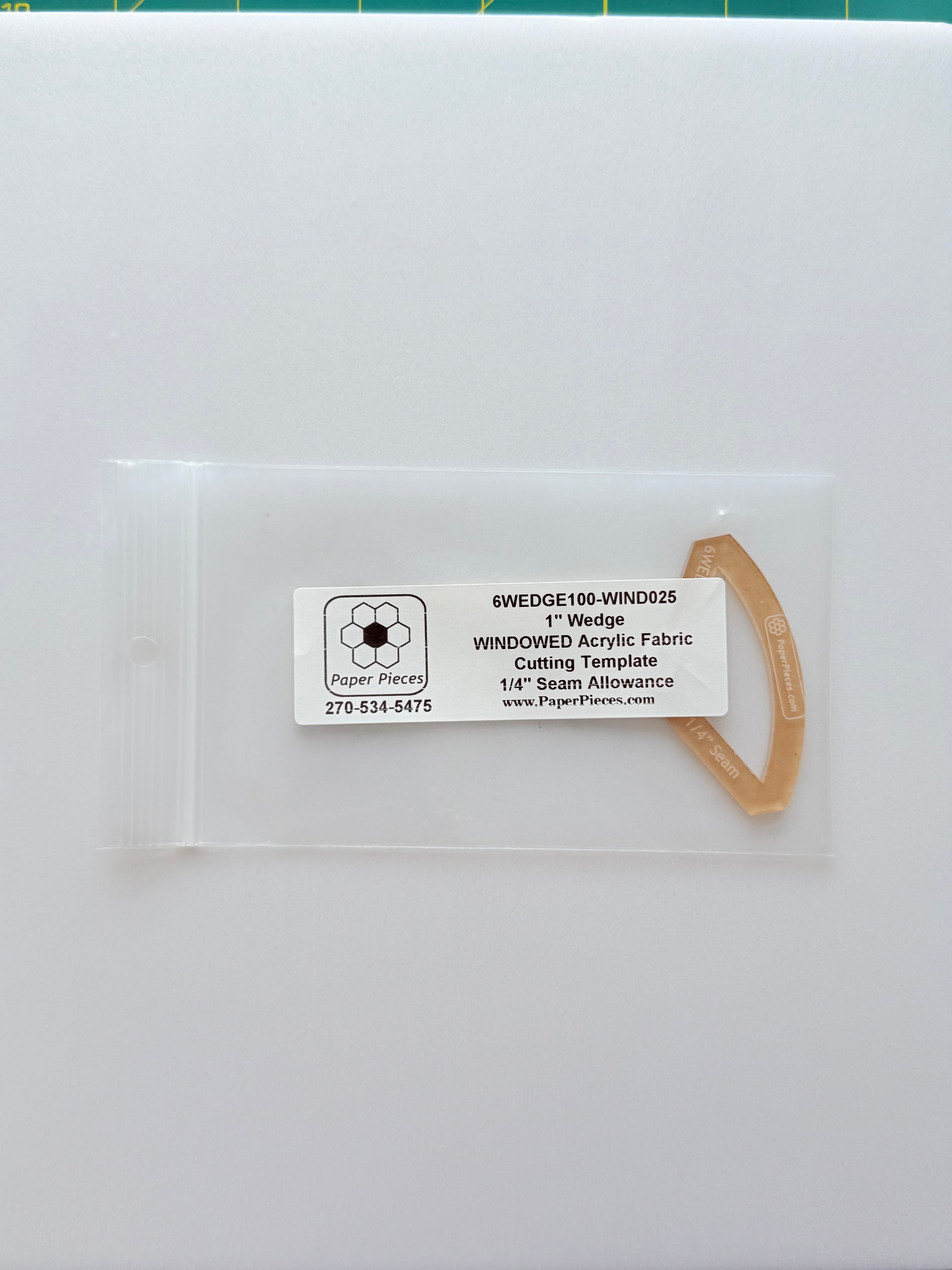 Acrylic Template - 1" 6-Point Wedge - 1/4" Windowed