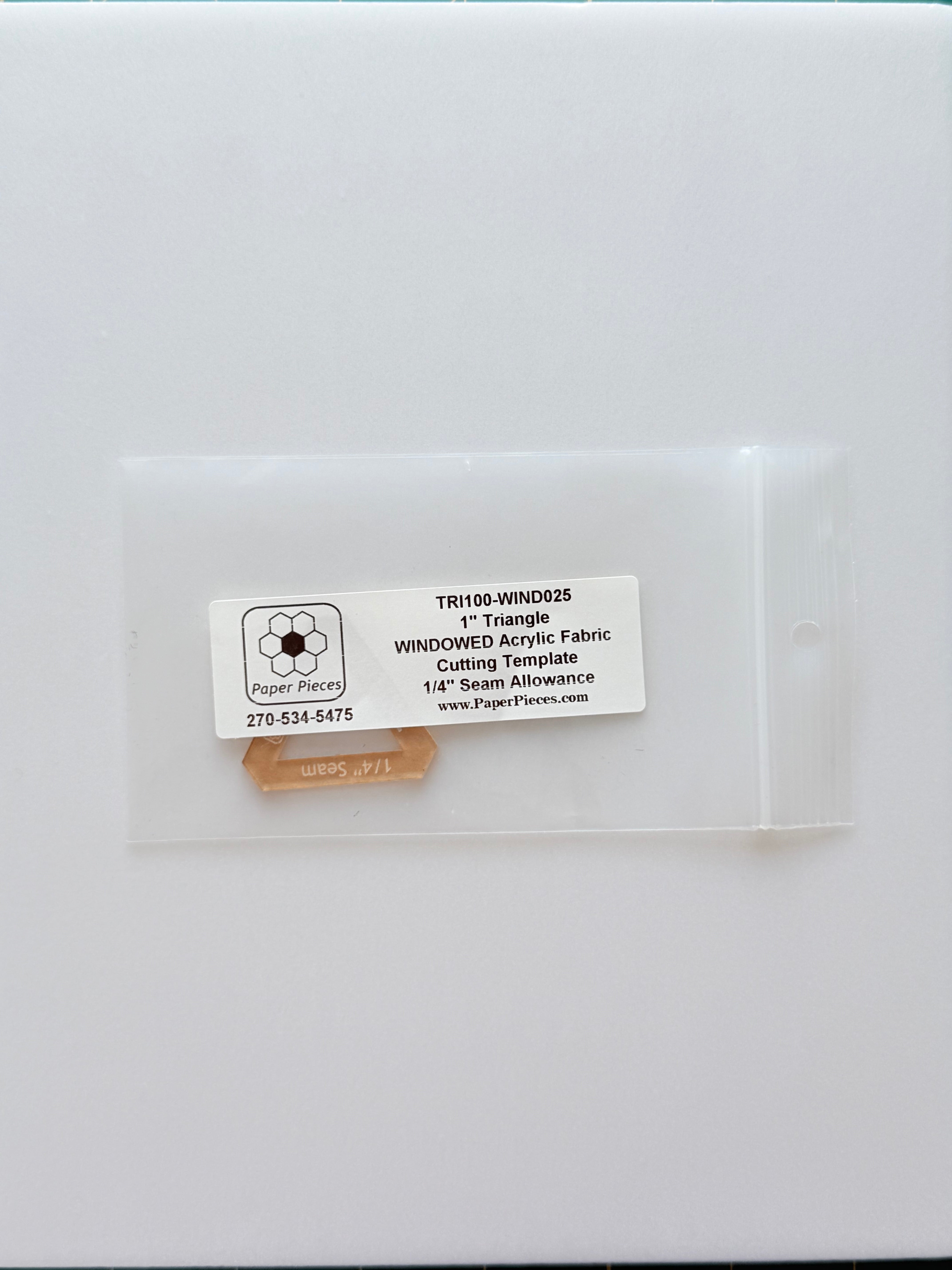 Acrylic Template - 1" Equilateral Triangle - 1/4" Windowed