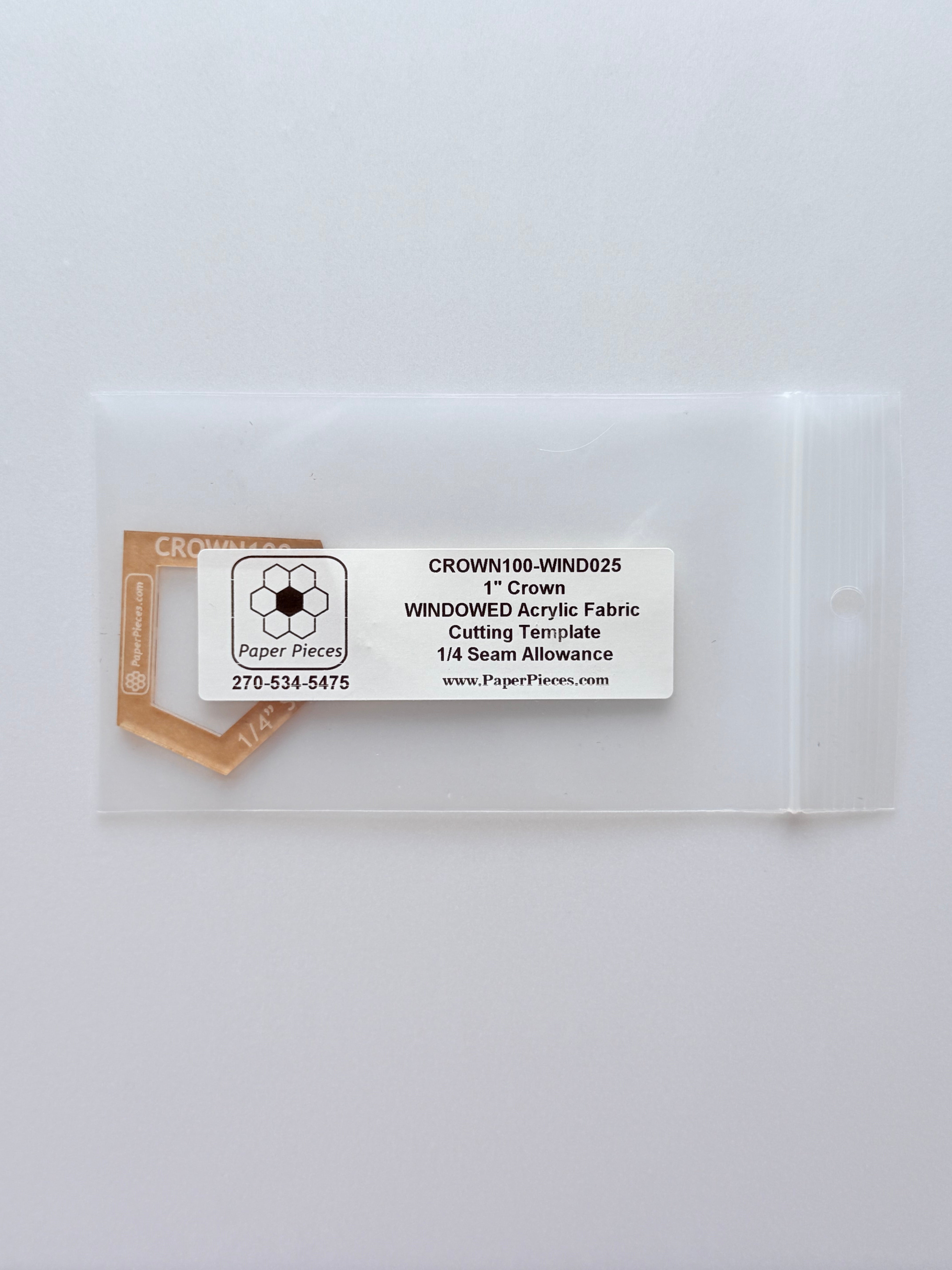 Acrylic Template - 1" Crown - 1/4" Windowed