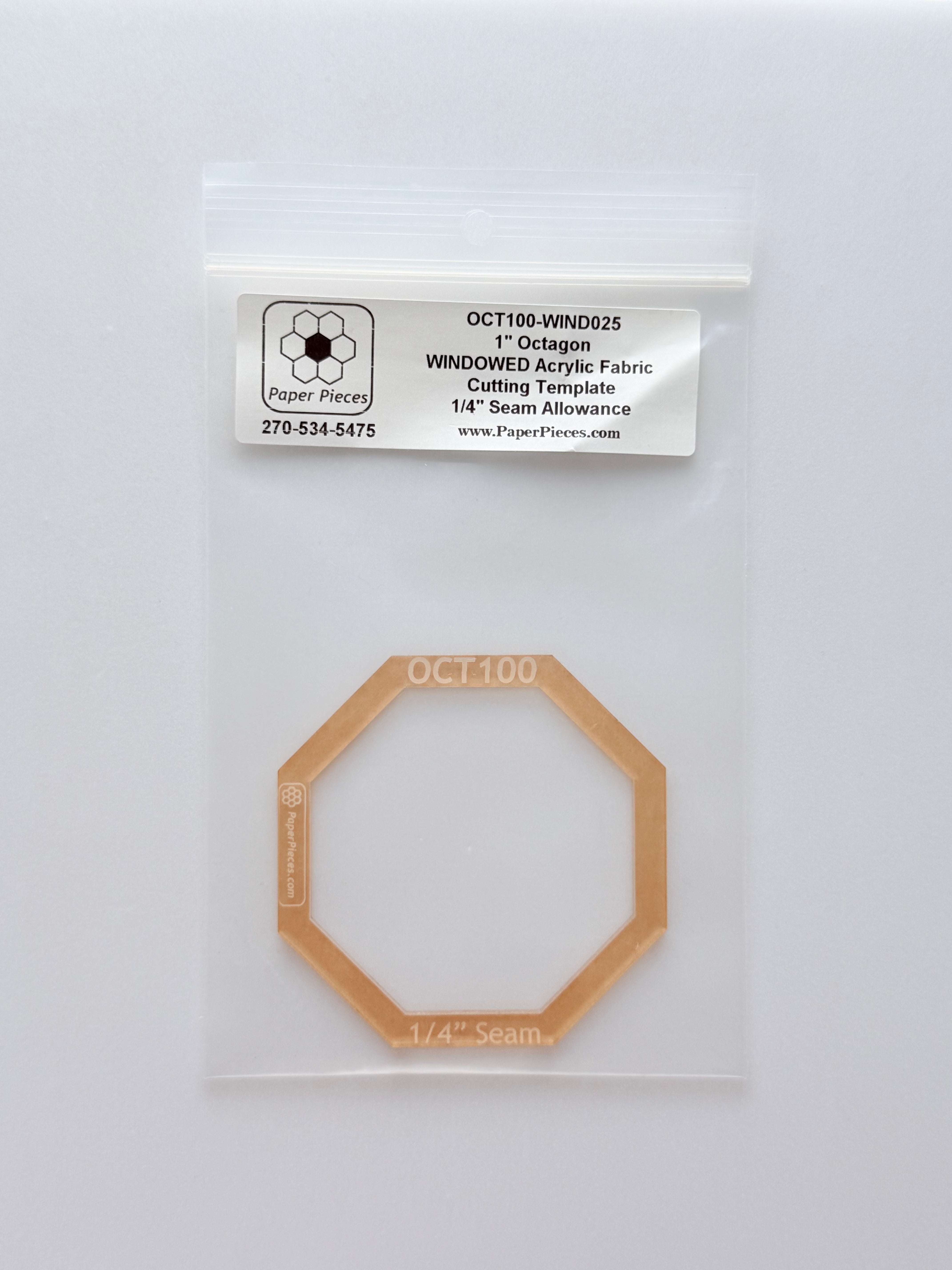 Acrylic Template - 1" Octagon - 1/4" Windowed