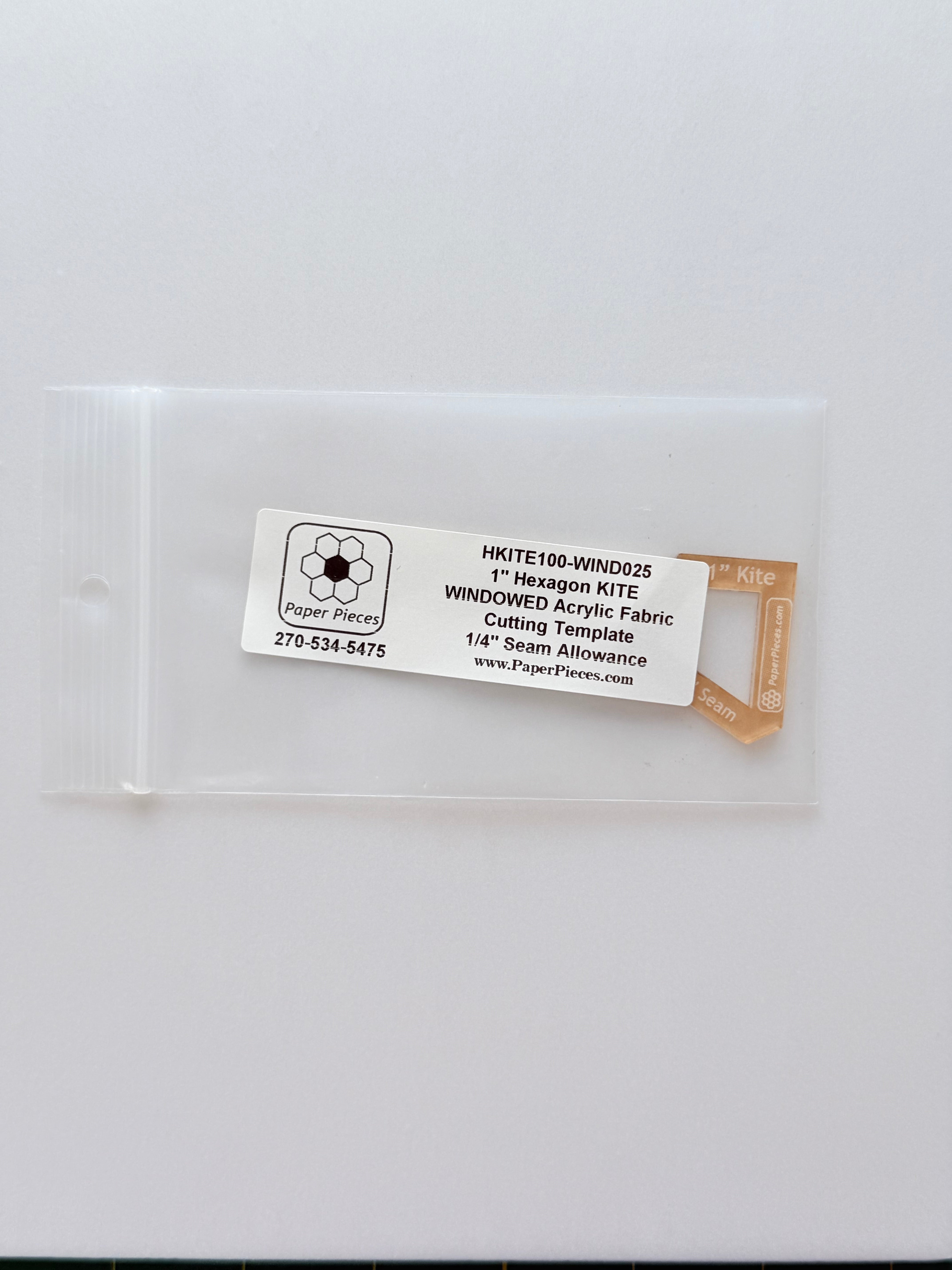 Acrylic Template - 1" Hexagon Kites - 1/4" Windowed
