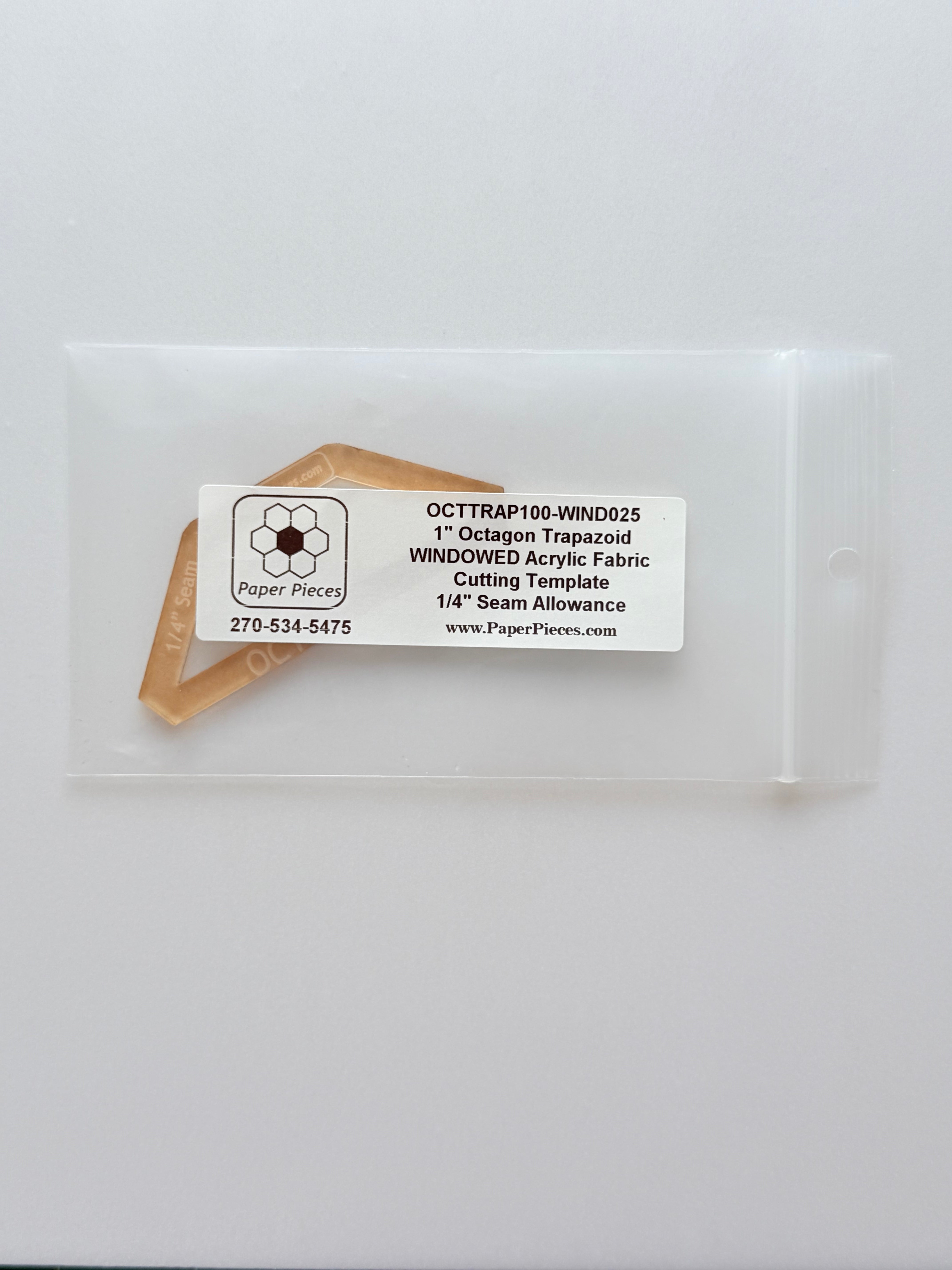 Acrylic Template - 1" Octagon Trapezoid - 1/4" Windowed