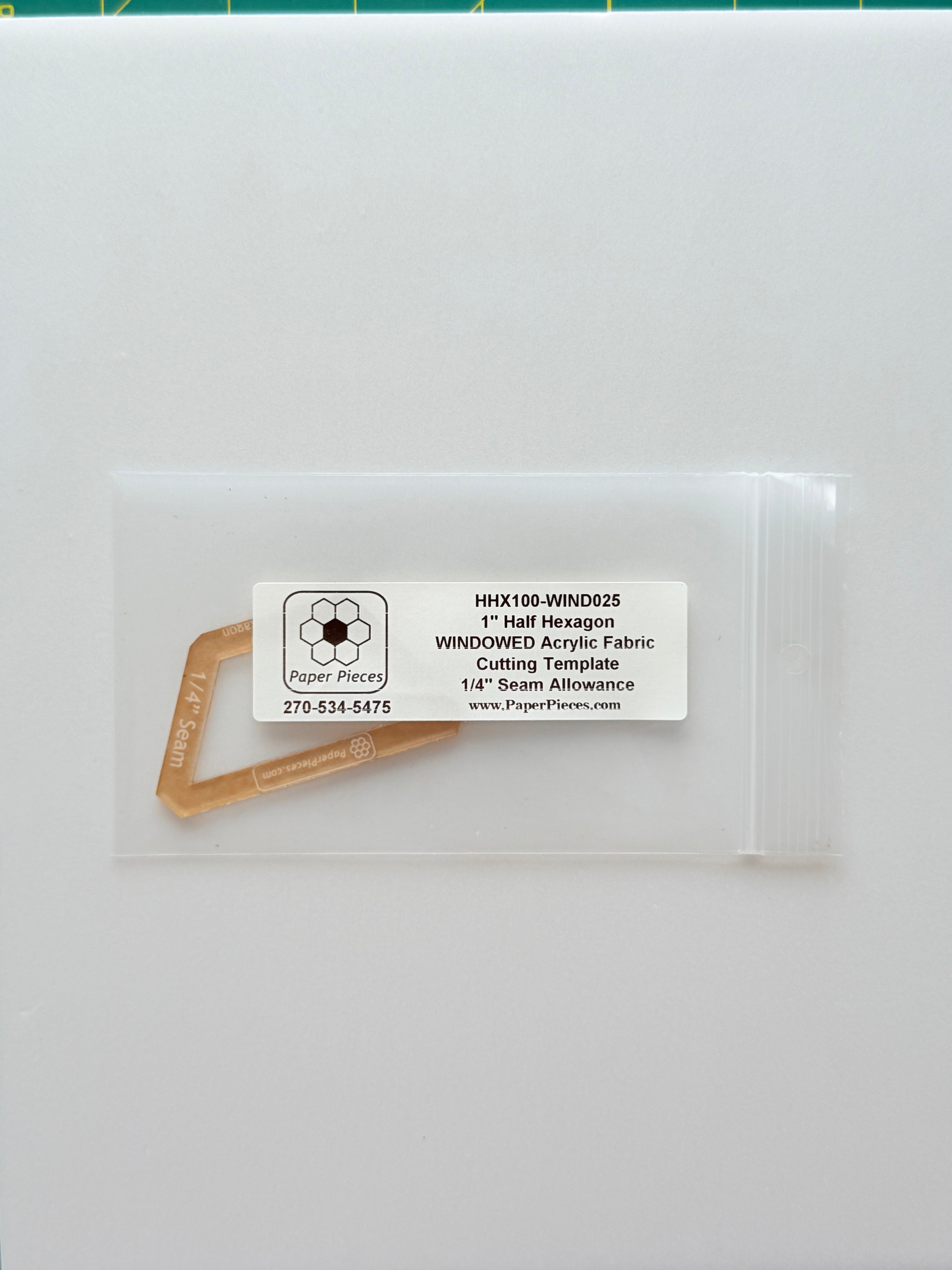 Acrylic Template - 1 1/2" Divided Hexagon Variation 02 - 1/4" Windowed