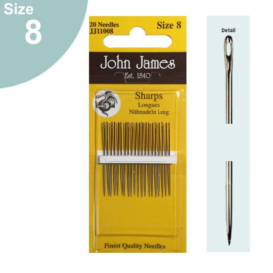 John James Sharps Needles Size 8 - 20 count pack
