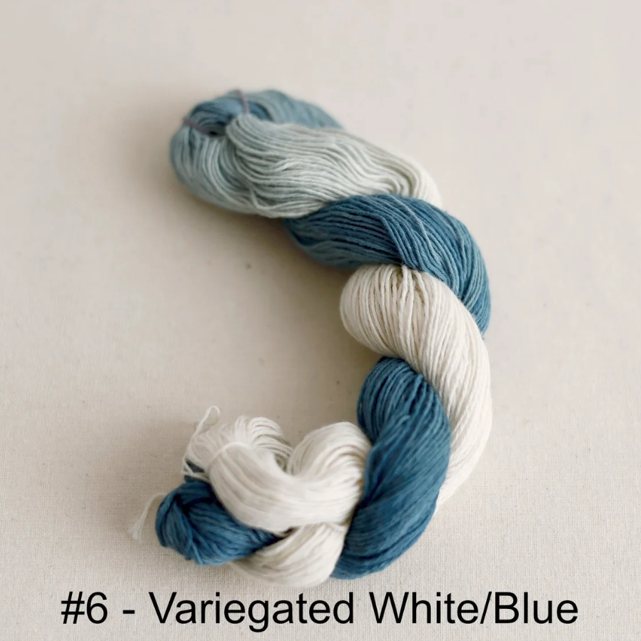 Sashiko Thread - #6 variegated white/blue -110m - plant-dyed hand-dyed